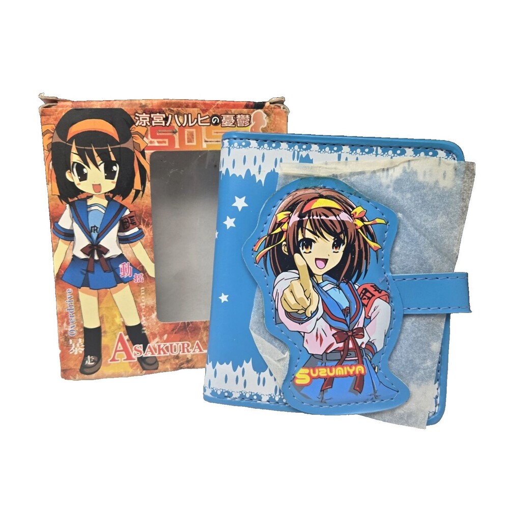 The Melancholy of Haruhi Suzumiya SOS Brigade Anime Bifold Wallet + Box Vtg RARE
